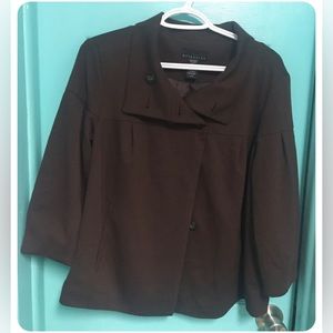 EUC Attention Brown Double-Breasted Jacket Blazer Coat 3/4 Sleeves. Women’s L